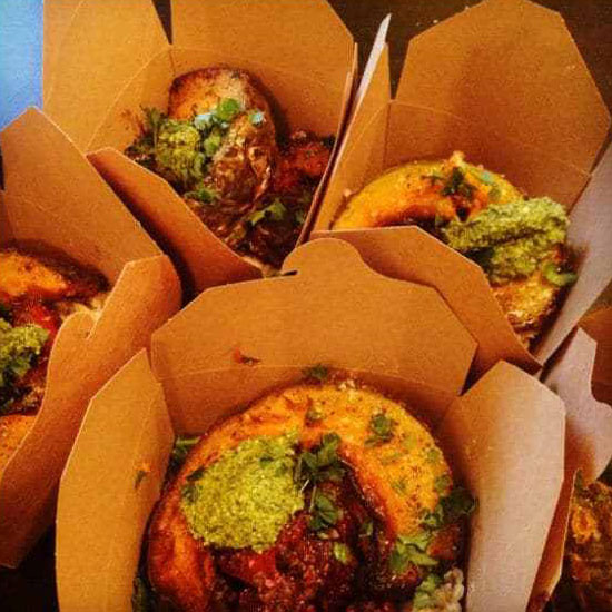 Roasted pumpkin and beetroot with kale pesto and cannallini bean mash