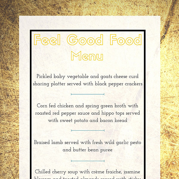 Feel Good Food Menu
